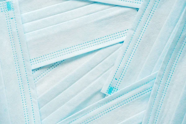 Közeli Orvosi Arc Maszk Anyag Kötés Kék Orsókötés Textúra Háttér — Stock Fotó