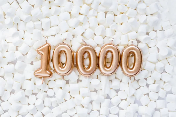 10000 Followers Card Template Social Networks Blogs Background White Marshmallows —  Fotos de Stock