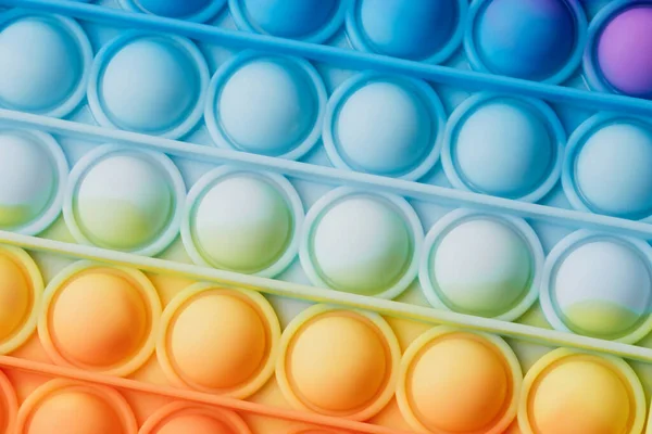 Close Pop Textura Fundo Silicone Brinquedo Rainbow Hues Cores Fidget — Fotografia de Stock