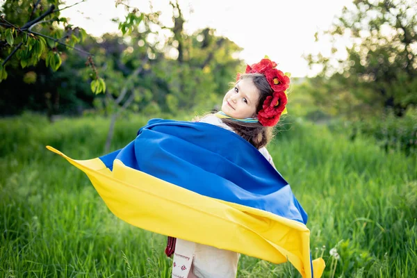 Hari Bendera Kemerdekaan Ukraina Hari Konstitusi Gadis Ukraina Berbaju Bordir — Stok Foto