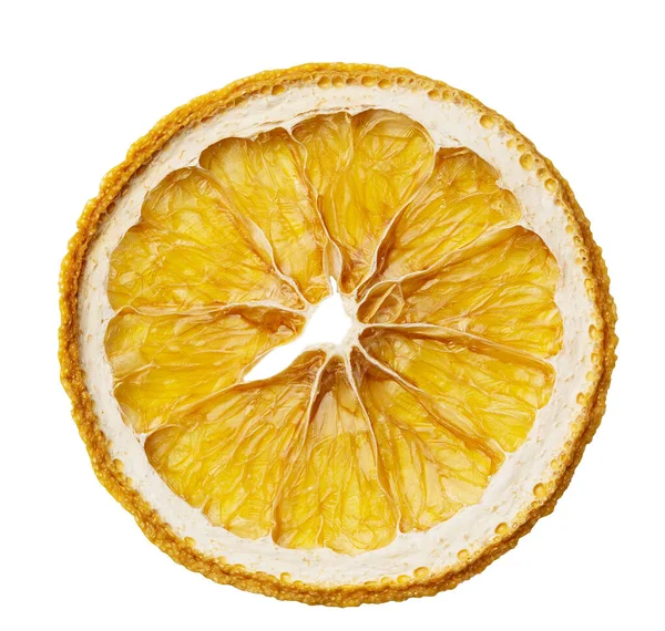 Αποξηραμένο Πορτοκάλι Φέτες Απομονωμένο Φόντο Τσιπς Φρούτων Αποξηραμένη Φέτα Πορτοκάλι — Φωτογραφία Αρχείου
