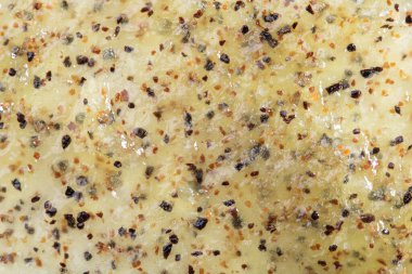 Ayak ve vücut için doku kozmetik jel fırçası. Seçici odaklanma. Üst görünüm, boşluğu kopyala. Vücut bakım spa konsepti. Foot volkanik sünger taşı İrlanda yosunu için kozmetik. Deri yüzen parçacıklarla vücut fırçası.