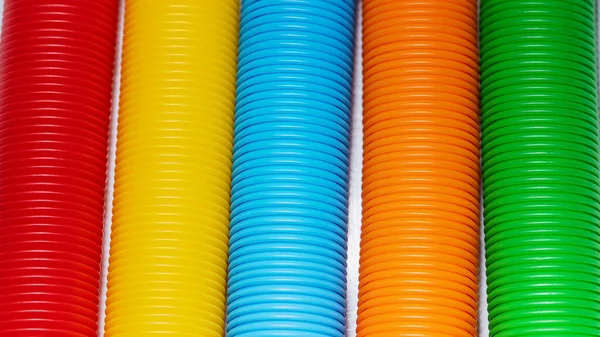 Κοντινό Πλάνο Του Pop Σωλήνα Χρώμα Παιχνίδι Υφή Φόντου Ουράνιο — Φωτογραφία Αρχείου