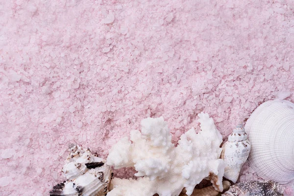 Aromatische Roze Himalaya Zeezout Textuur Achtergrond Vis Ster Zelfgemaakte Kruidenbadzout — Stockfoto