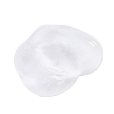 Makro Aloe vera jel kozmetik dokusunu kapatın. Beyaz arka planda izole edilmiş ve kabarcık kesme yolu var. Acımasızca. Limon çimeni cilt bakımı ürünü. Antibakteriyel sıvı nemlendirici.