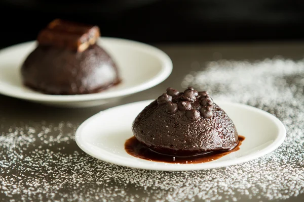 チョコレートの溶岩ケーキ ロイヤリティフリーのストック写真