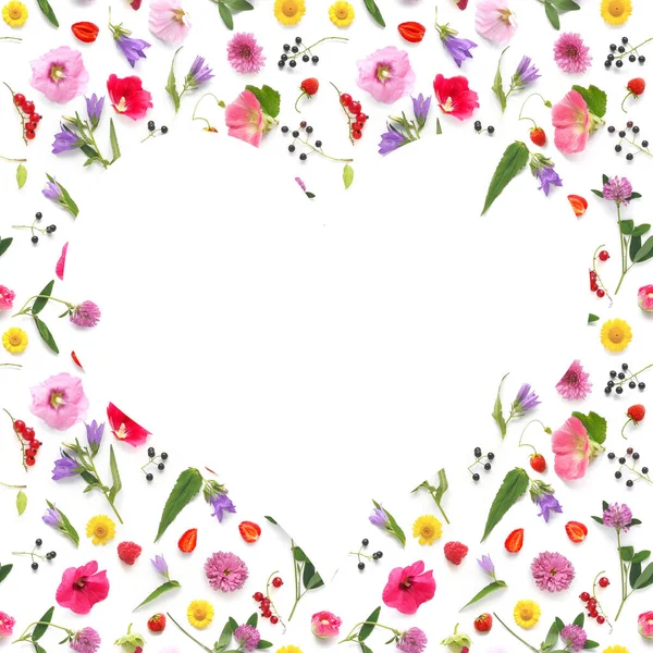Vackra Blommor Ram För Alla Hjärtans Dag Och Bröllop — Stockfoto