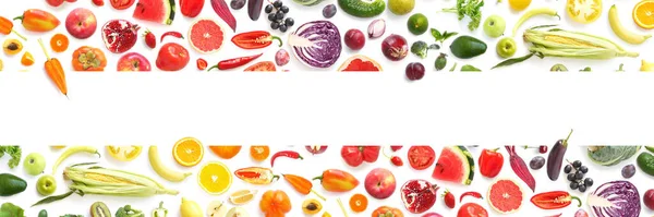 Colagem Frutas Diferentes Fundo Branco — Fotografia de Stock