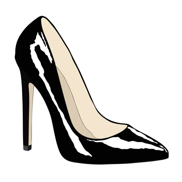 黒い色の靴の店のウィンドウを描いたイラストの女性の靴 — ストック写真