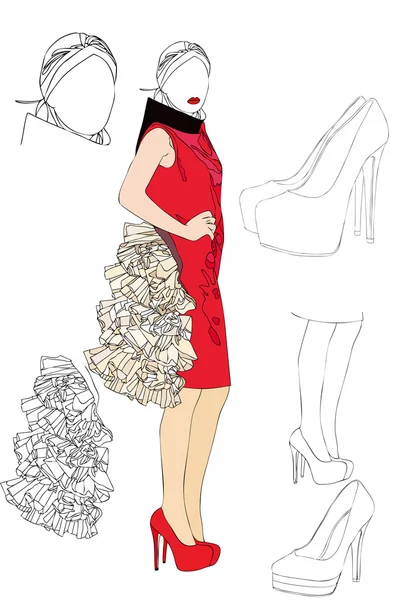 Projet pour une robe haute couture — Image vectorielle