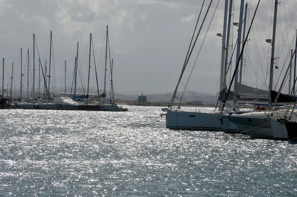 Backlit Provincie Trapani Jachthaven Sicilië Italië — Stockfoto