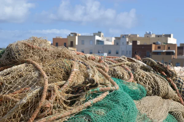Redes de pesca en el puerto de Trapani - Sicilia - Italia —  Fotos de Stock