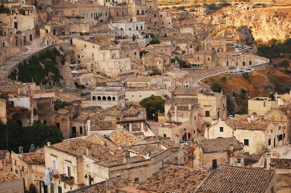 En vy över staden Matera i Basilicata - Italien — Stockfoto