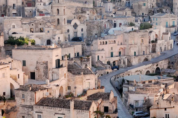 En vy över staden Matera i Basilicata - Italien — Stockfoto