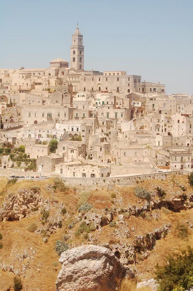 Overview of the City of Matera and the Murgia plateau - Basilica — Stock Photo, Image