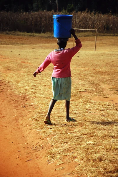 De waterdrager - pomerini - tanzania - Afrika — Stockfoto