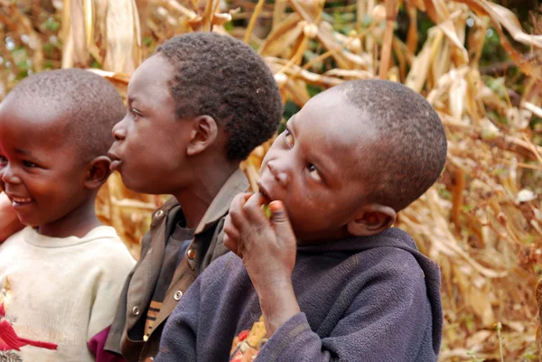 Okamžiky každodenního života dětí ve vesnici pomerini v Tanzanii — Stock fotografie