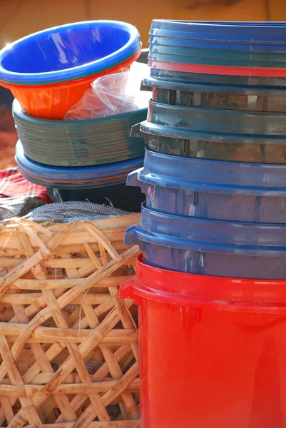 Diverses marchandises au marché mensuellement dans les rues du Villag — Photo