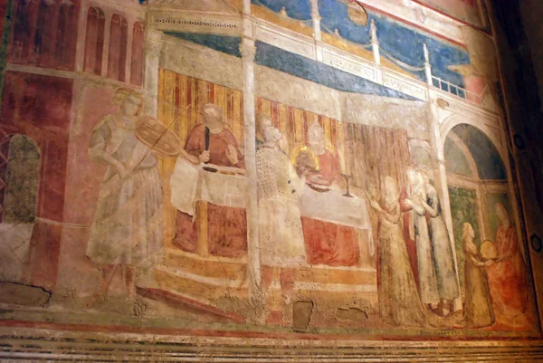 The paintings and frescoes of the Church of Santa Croce in Florence-Tuscany-Italy — Stock Photo, Image