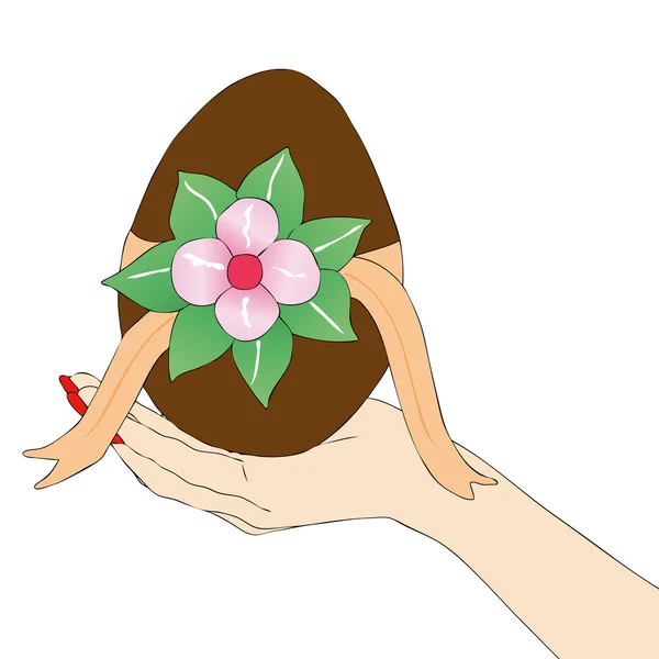 Mão de mulher com ovo de Páscoa — Fotografia de Stock