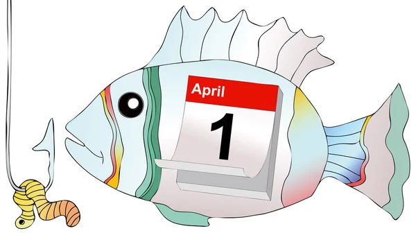 April 1, do not take the bait as a fish at hook — Stock Photo, Image