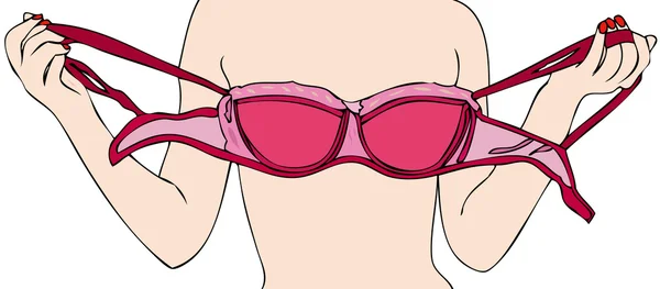 그녀는 그녀의 브래지어를 제거 하는 동안 여자 — 스톡 사진