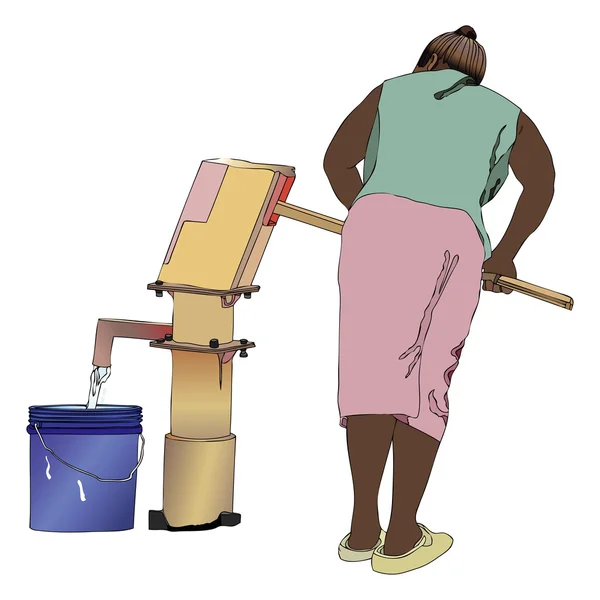 Femme à l'eau du puits — Image vectorielle