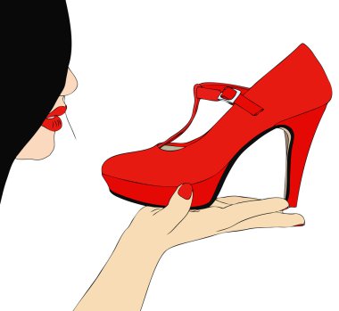 Yüzü olan kadın ayakkabı