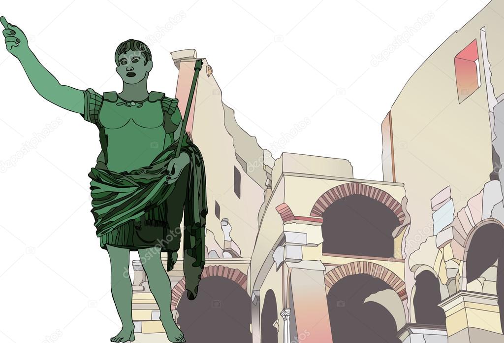 Statue of Emperor Gaius Julius Caesar to the Roman Colosseum