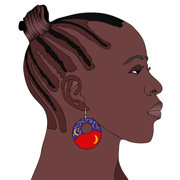 Afrikanerin mit Ohrring — Stockvektor