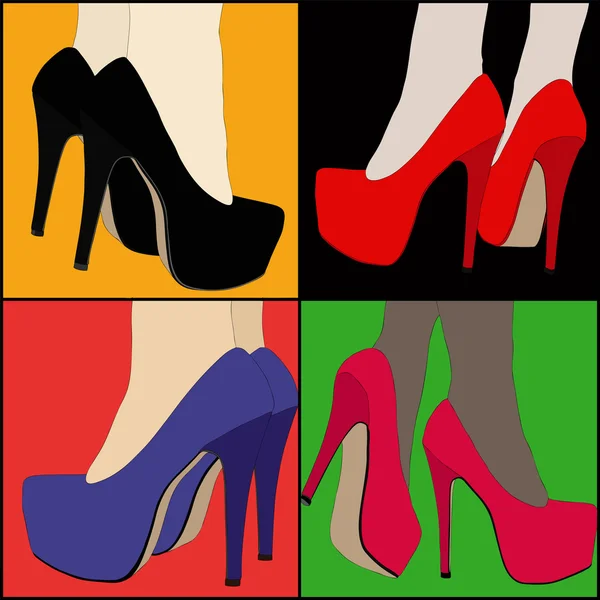 Nogi i buty kobiet w hołdzie pop sztuki — Zdjęcie stockowe