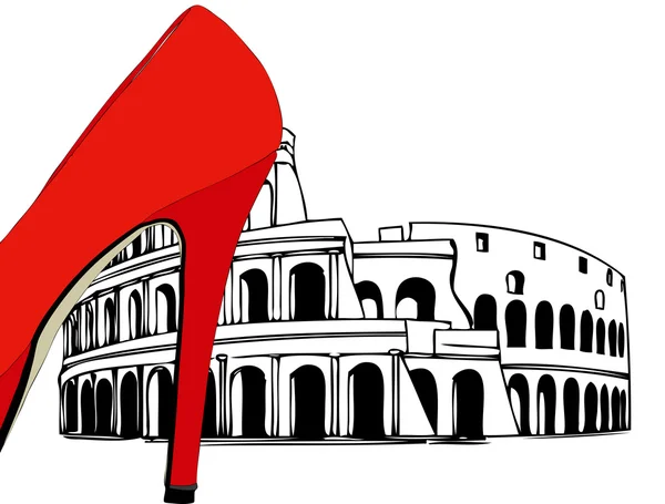 ファッションの象徴的なイラストをローマの重要なファッション業界を描いたローマ市内 — ストック写真