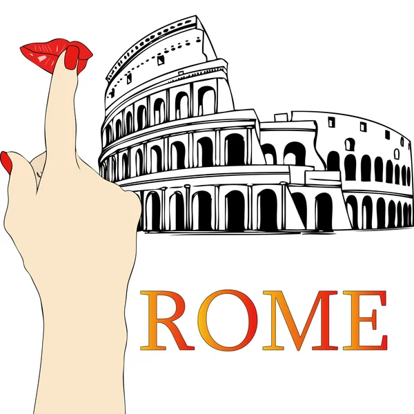 Un gran beso del Coliseo de Roma — Vector de stock