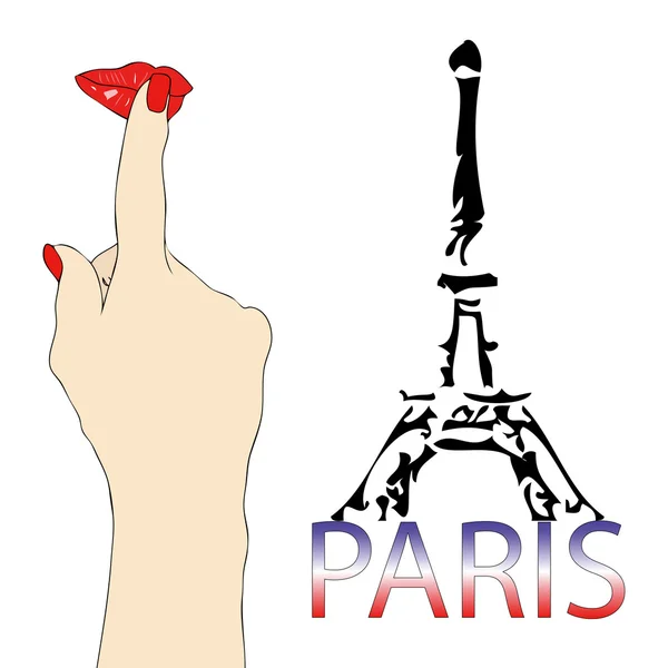 A big kiss from the Eiffel Tower in Paris — Stock Vector