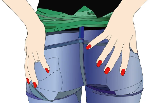 Femme en jeans — Image vectorielle