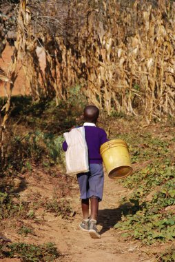 Okuldan dönüş bir Afrikalı Çocuk, Tanzanya, Afrika 74