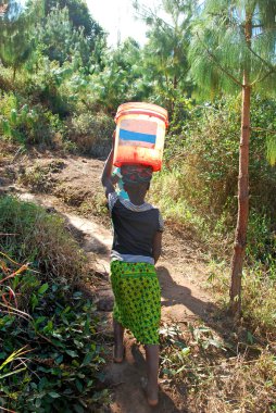 The precious water in the region of Kilolo, Tanzania Africa clipart