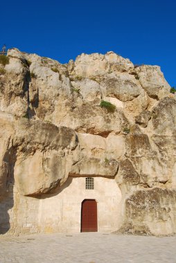 Bir eski mağara kilise Matera - Basilicata - İtalya