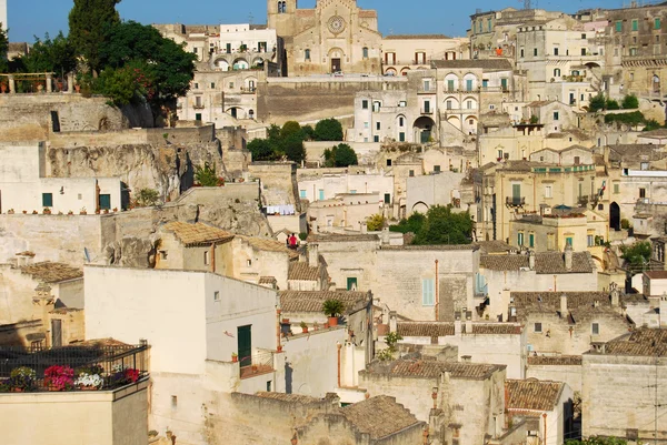 Una vista panorámica de la ciudad de Matera en Basilicata Italia — Foto de Stock