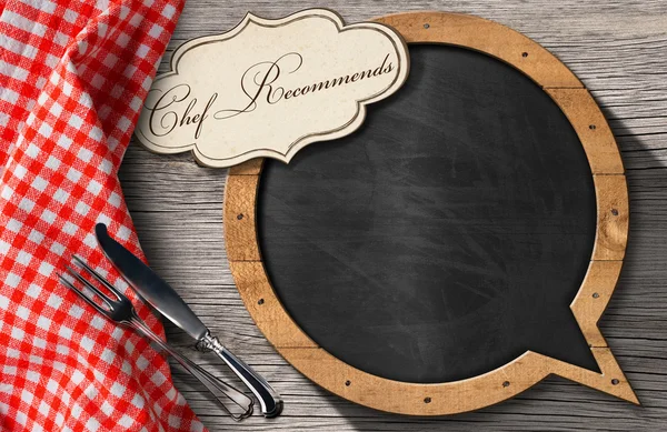 Chef recommande - Blackboard discours bulle en forme — Photo