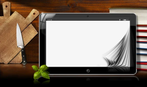 Tablet PC in de keuken — Stockfoto