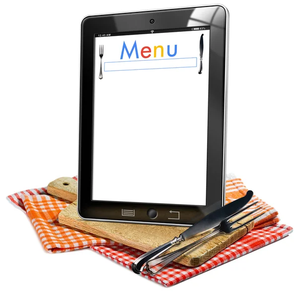 Menu Restaurante no Tablet Computer — Fotografia de Stock