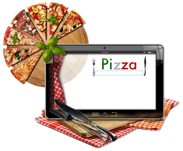 Pizza Menu in the Tablet Computer — Stock fotografie