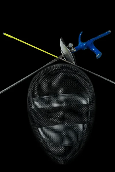 Fencing Foil Equipment terisolasi di Black — Stok Foto