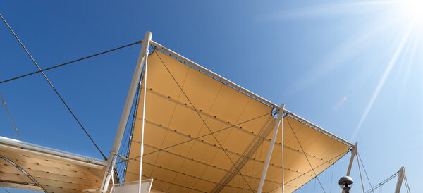 Modern Tensile Structure on Blue Sky