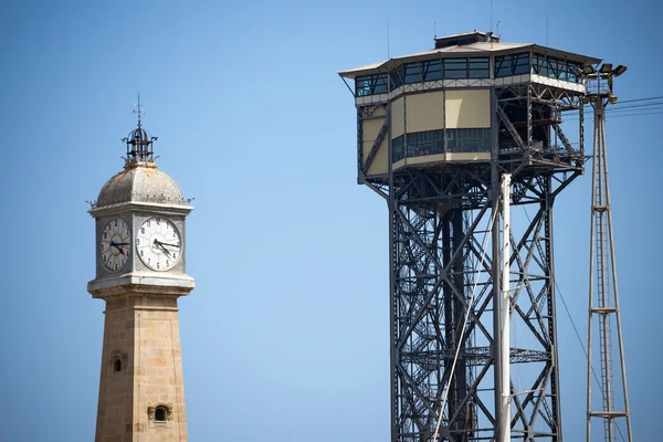Cableway y Torre del Reloj - Barcelona España — Foto de Stock