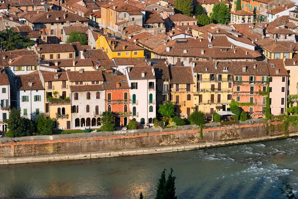 Houses and Adige River - Verona Italy — Stock Photo, Image