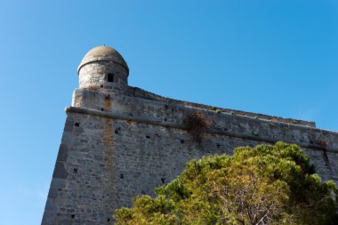Portovenere Castle bir nöbetçi kutusuyla - Liguria İtalya