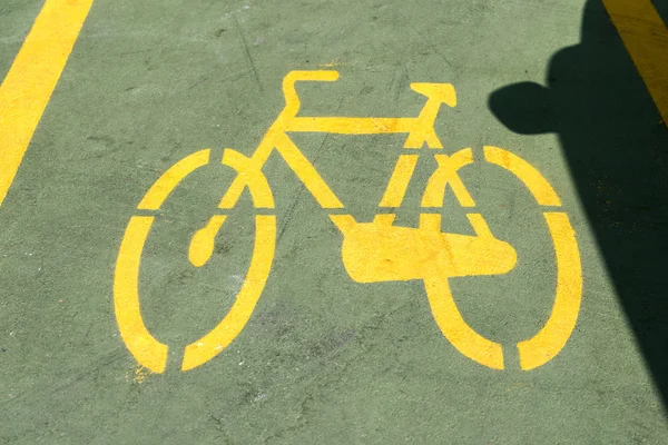 Bicycle Path with a Shadow of a Car — Stock Photo, Image