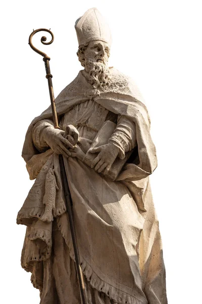 Statue San Zeno Bishop Patron Verona City Isolated White Church — Stock Photo, Image